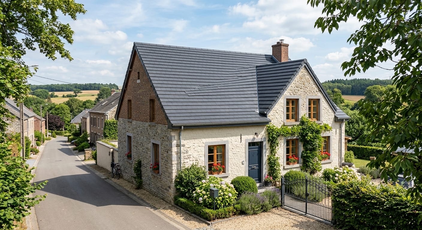 Maison unifamiliale en région wallonne bénéficiant d'une rénovation toiture tuiles moderne et soignée